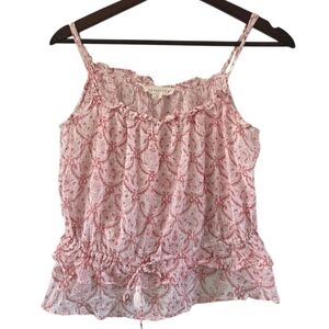 Lovestitch Red White Adjustable Straps Boho Summer Tank Top Cotton Womens Size S